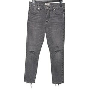 Agolde Slim‎ Straight Distressed Black Cropped Jeans Size 26 Organic Cotton